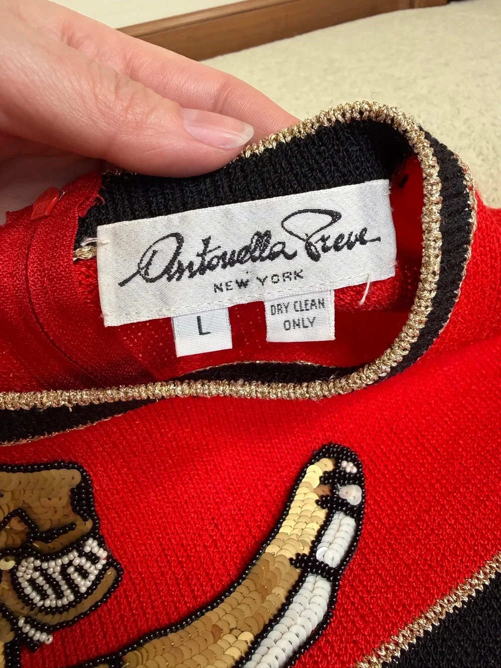 Vintage Antonella Preve New York Embellished Sequin Bead Tigers Tunic Sweater - Picture 15 of 17